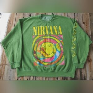 2000's Nirvana smiley face sweatshirt men's size 2XL